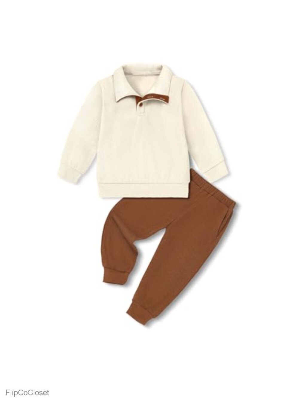 Toddler Boy 2PC Sweatsuit Set Long Sleeve Lapel Top & Jogger Pants